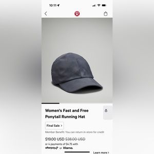 Women’s fast and free ponytail hat